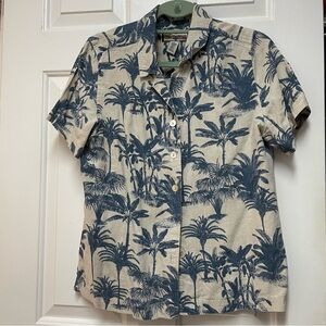 Tropical Print Caribbean Joe Linen Short Sleeve Shirt